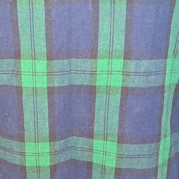 3/$30 Global Work L French Linen Blend Navy Blue and Green Plaid Tunic - Picture 11 of 11